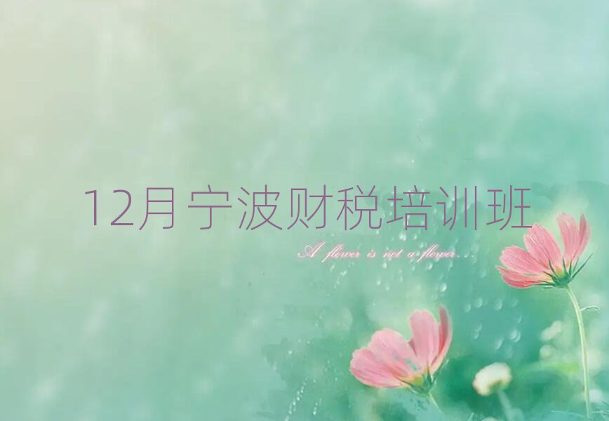 12月宁波财税培训班
