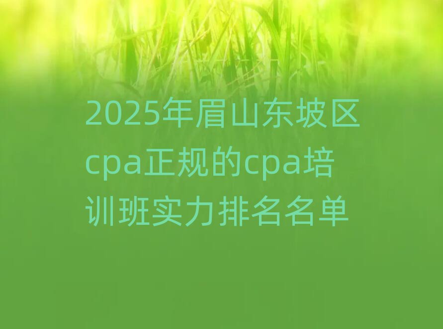 2025年眉山东坡区cpa正规的cpa培训班实力排名名单