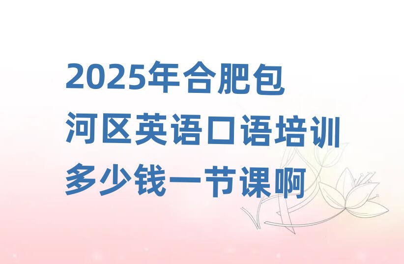 2025年合肥包河区英语口语培训多少钱一节课啊