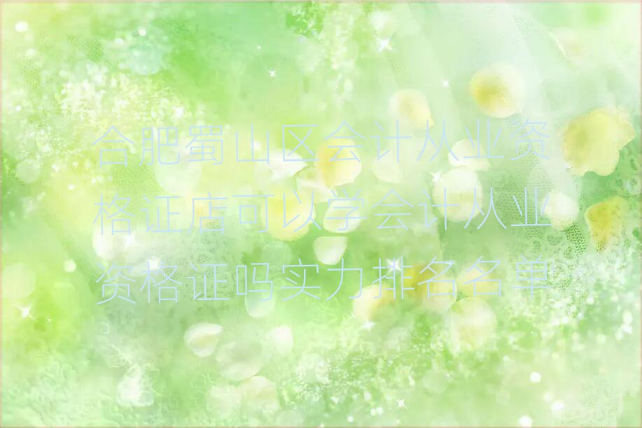 合肥蜀山区会计从业资格证店可以学会计从业资格证吗实力排名名单