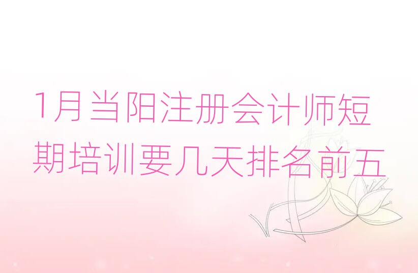 1月当阳注册会计师短期培训要几天排名前五