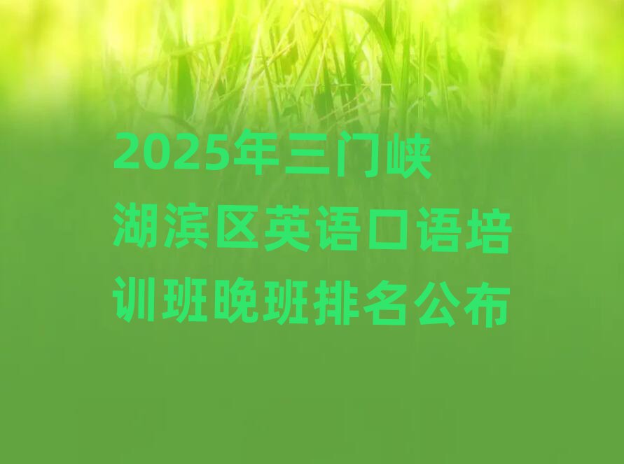 2025年三门峡湖滨区英语口语培训班晚班排名公布