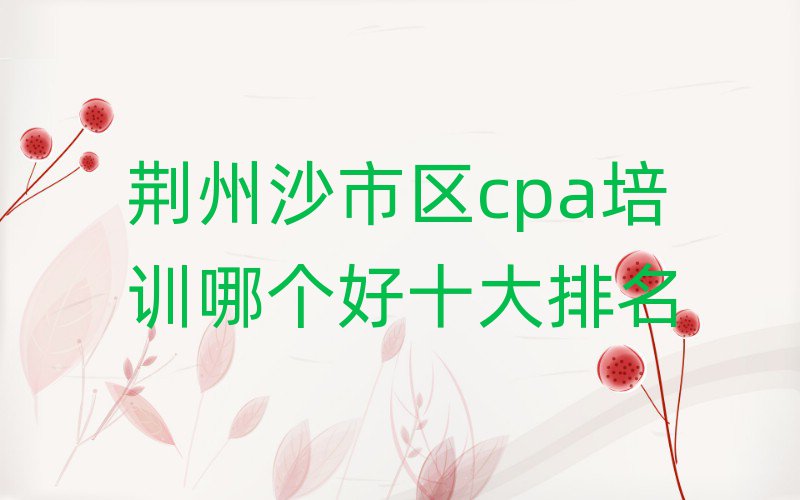 荆州沙市区cpa培训哪个好十大排名