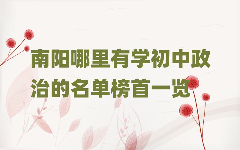 南阳哪里有学初中政治的名单榜首一览
