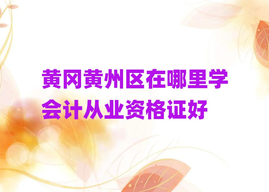 黄冈黄州区在哪里学会计从业资格证好