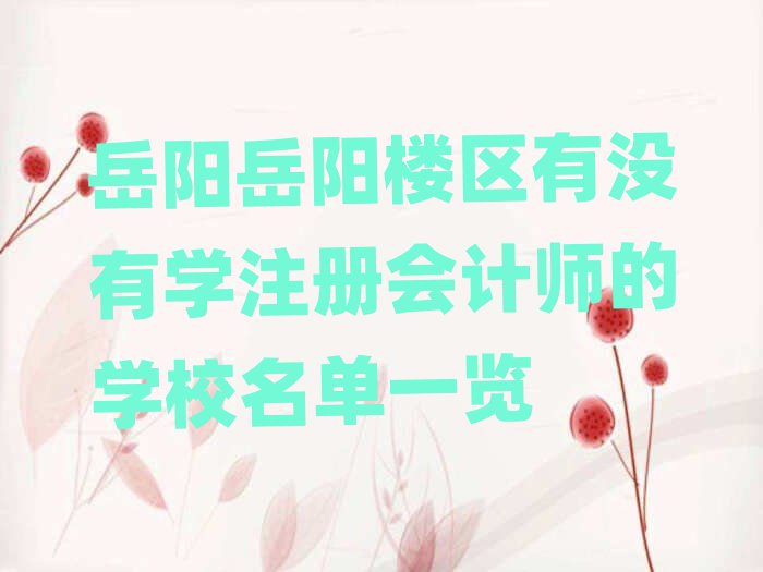 岳阳岳阳楼区有没有学注册会计师的学校名单一览