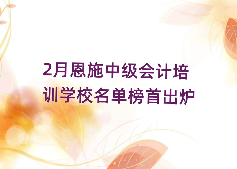 2月恩施中级会计培训学校名单榜首出炉