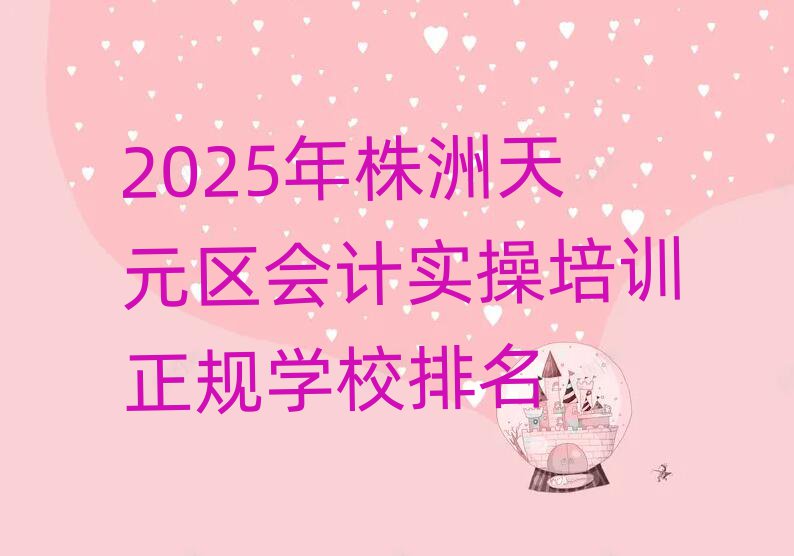 2025年株洲天元区会计实操培训正规学校排名