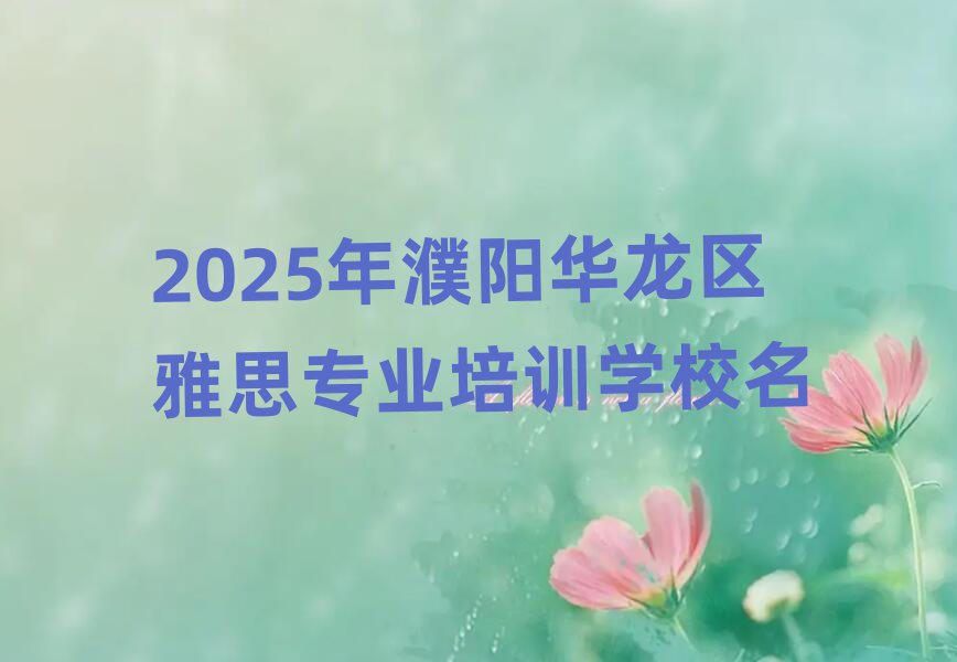 2025年濮阳华龙区雅思专业培训学校名