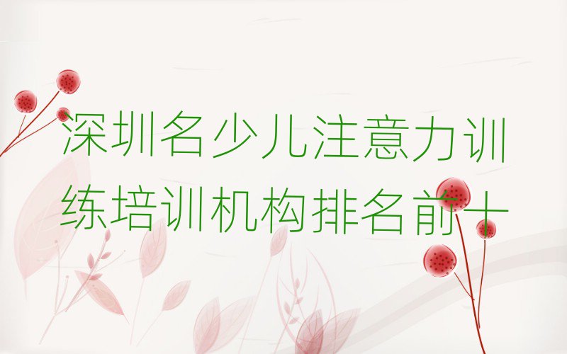 深圳名少儿注意力训练培训机构排名前十