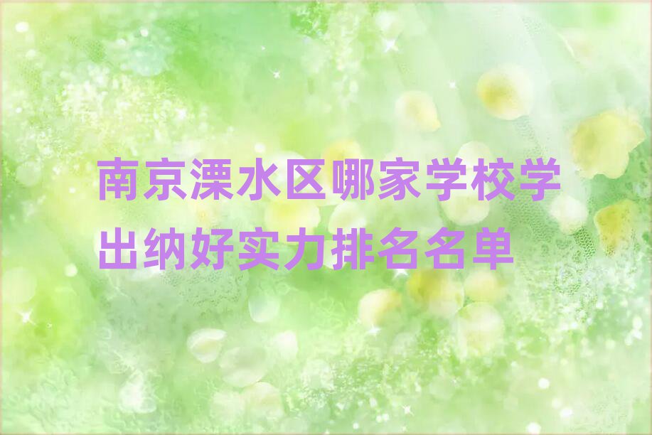 南京溧水区哪家学校学出纳好实力排名名单