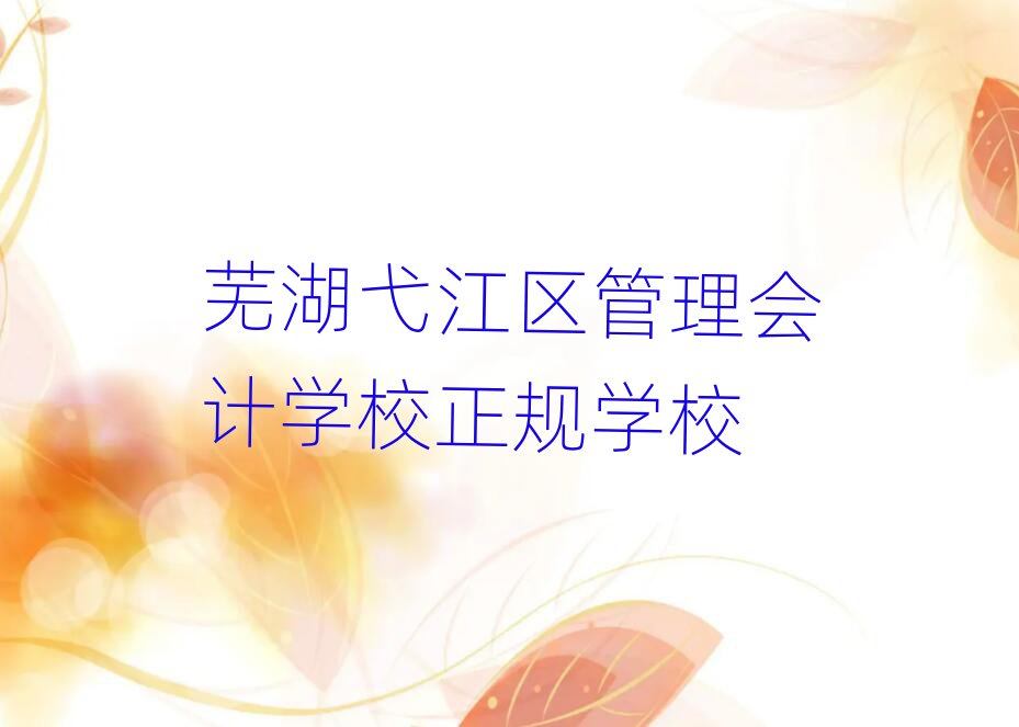 芜湖弋江区管理会计学校正规学校