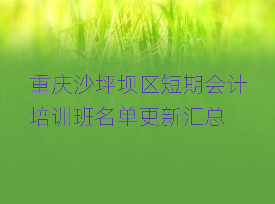 重庆沙坪坝区短期会计培训班名单更新汇总