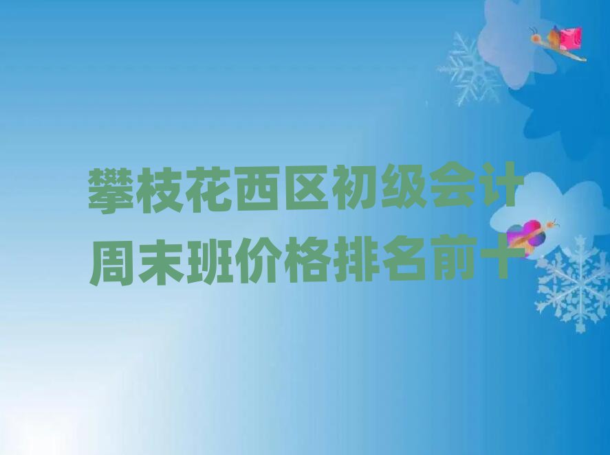 攀枝花西区初级会计周末班价格排名前十