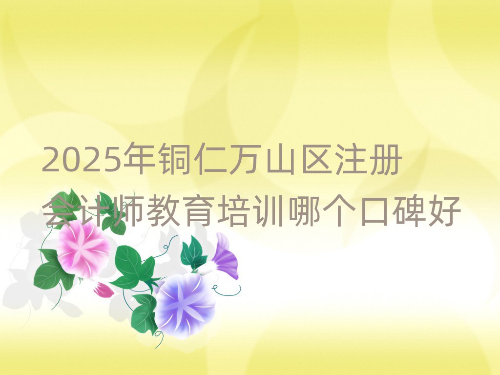 2025年铜仁万山区注册会计师教育培训哪个口碑好