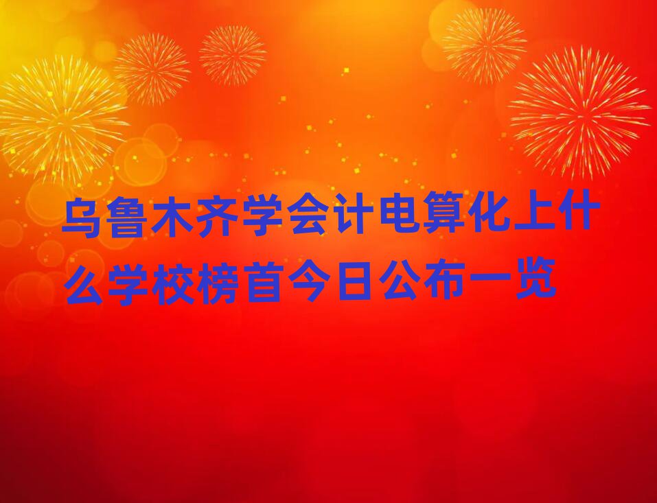乌鲁木齐学会计电算化上什么学校榜首今日公布一览