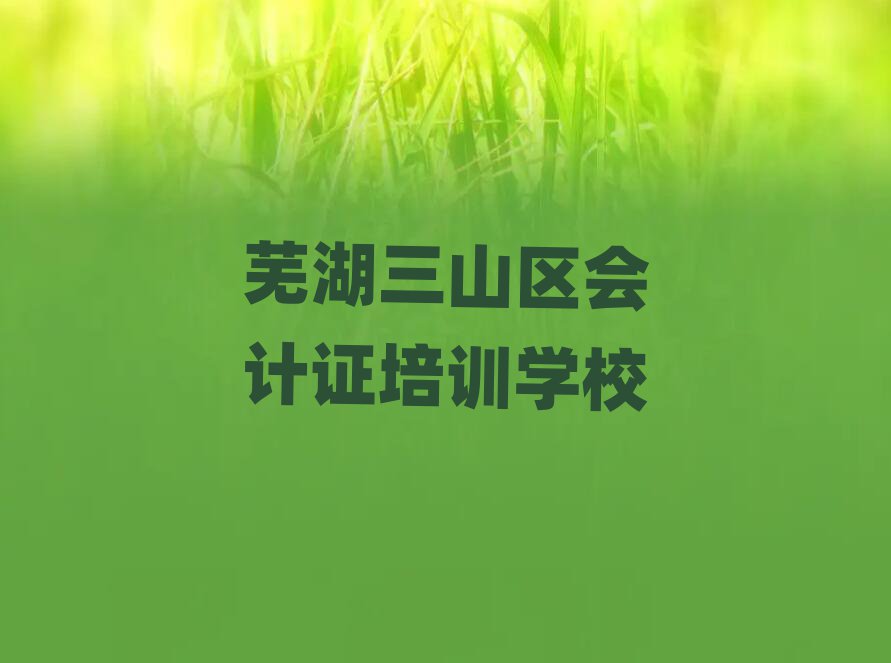 2025年芜湖会计证学校