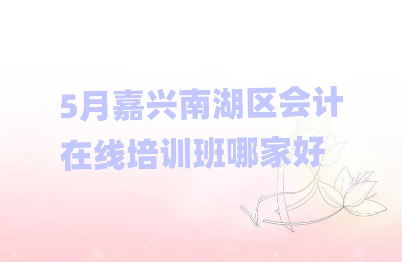5月嘉兴南湖区会计在线培训班哪家好