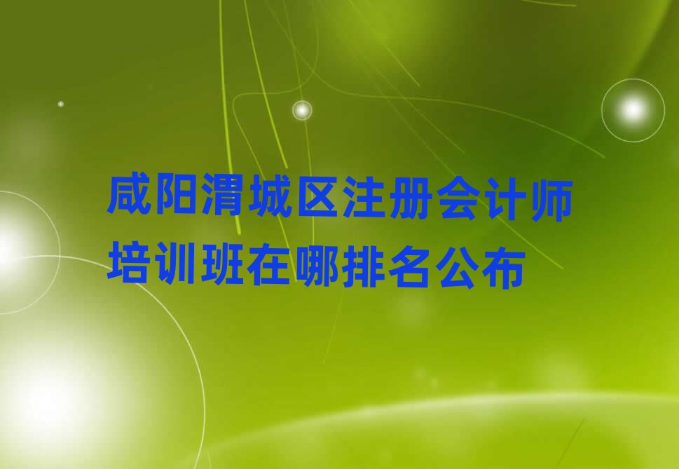 咸阳渭城区注册会计师培训班在哪排名公布