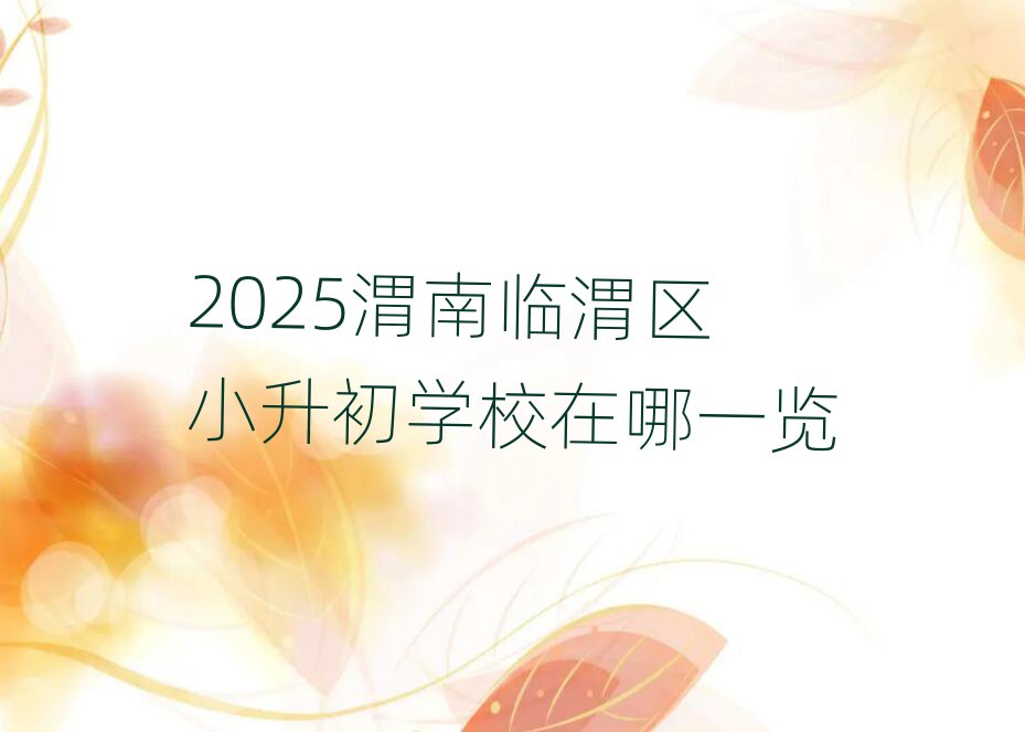 2025渭南临渭区小升初学校在哪一览