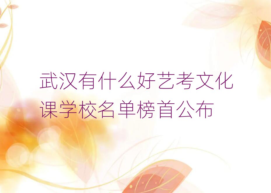 武汉有什么好艺考文化课学校名单榜首公布