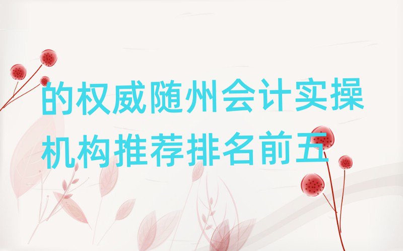 的权威随州会计实操机构推荐排名前五