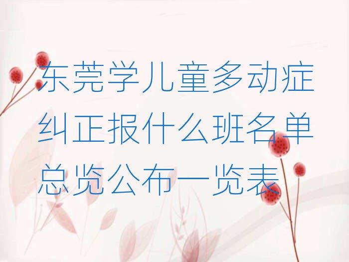 东莞学儿童多动症纠正报什么班名单总览公布一览表