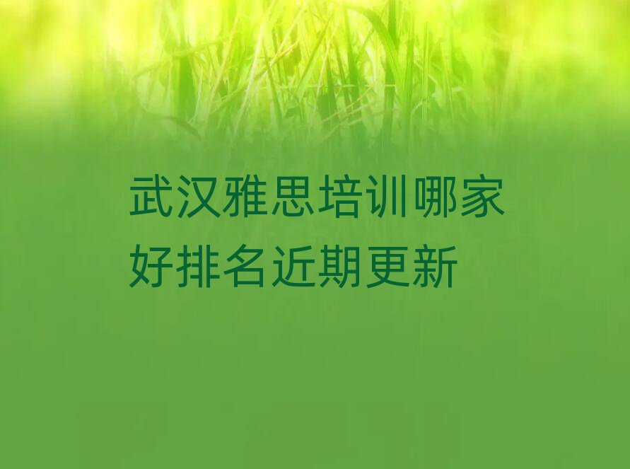 武汉雅思培训哪家好排名近期更新