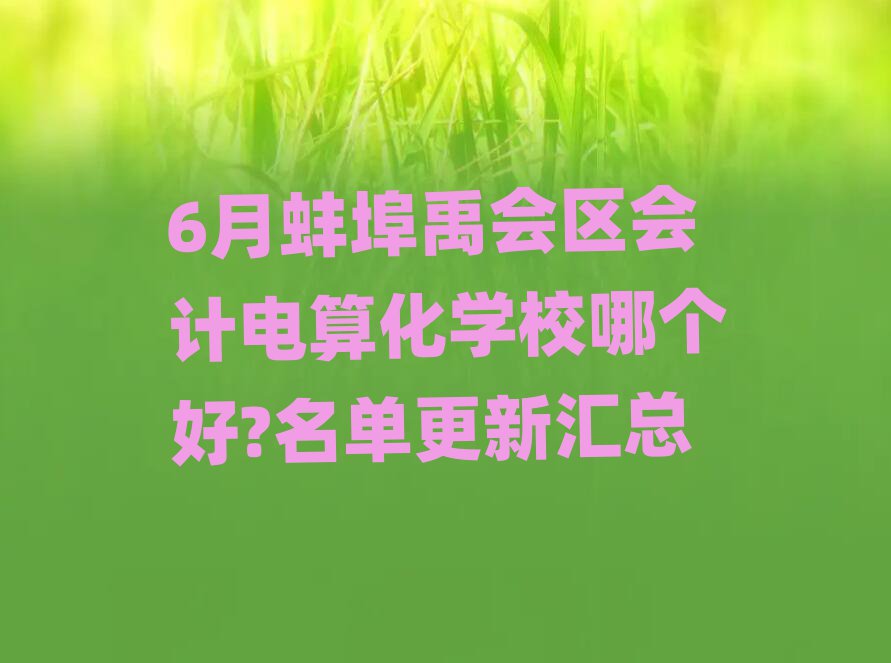 6月蚌埠禹会区会计电算化学校哪个好?名单更新汇总