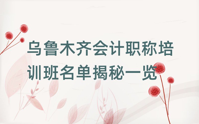 乌鲁木齐会计职称培训班名单揭秘一览