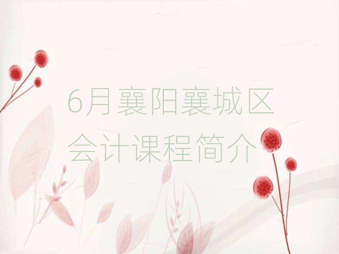 6月襄阳襄城区会计课程简介