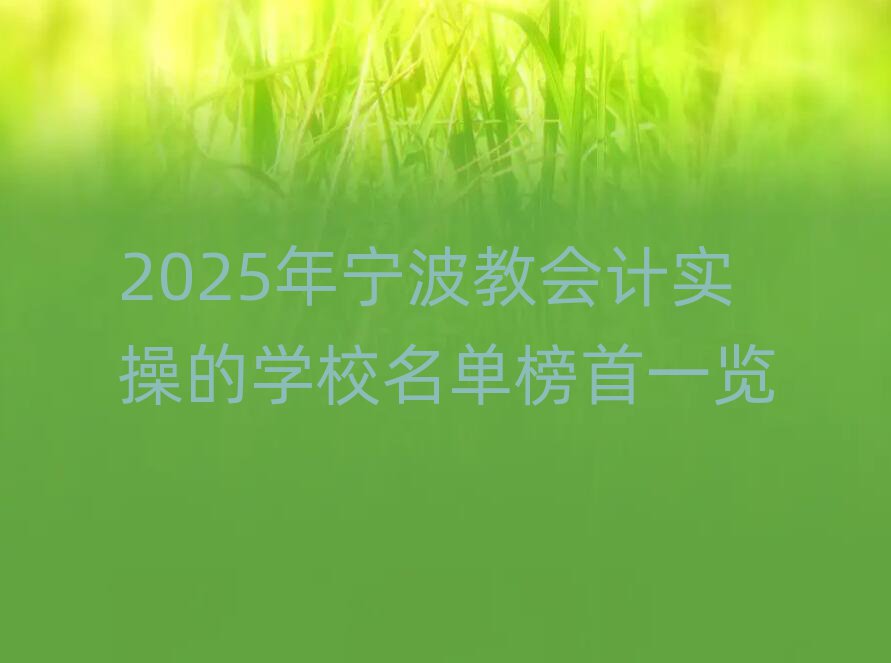 2025年宁波教会计实操的学校名单榜首一览