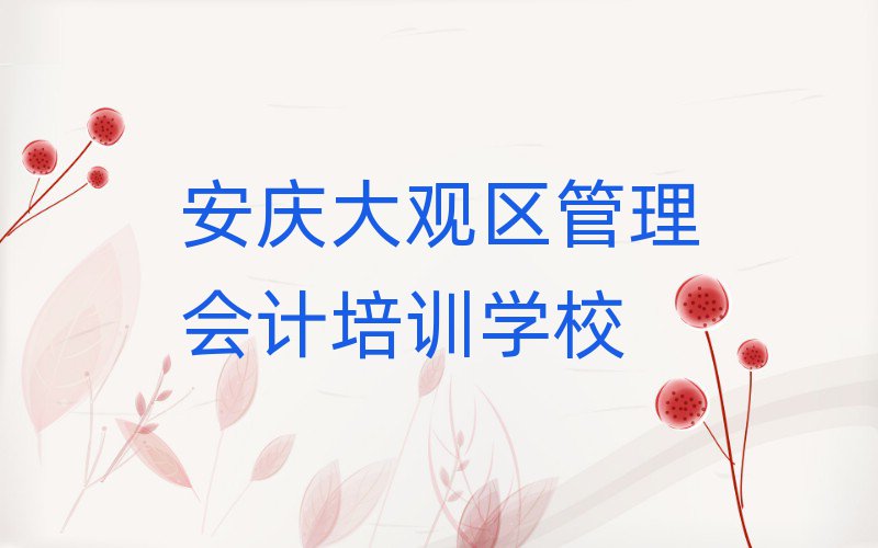 安庆大观区学管理会计到哪里