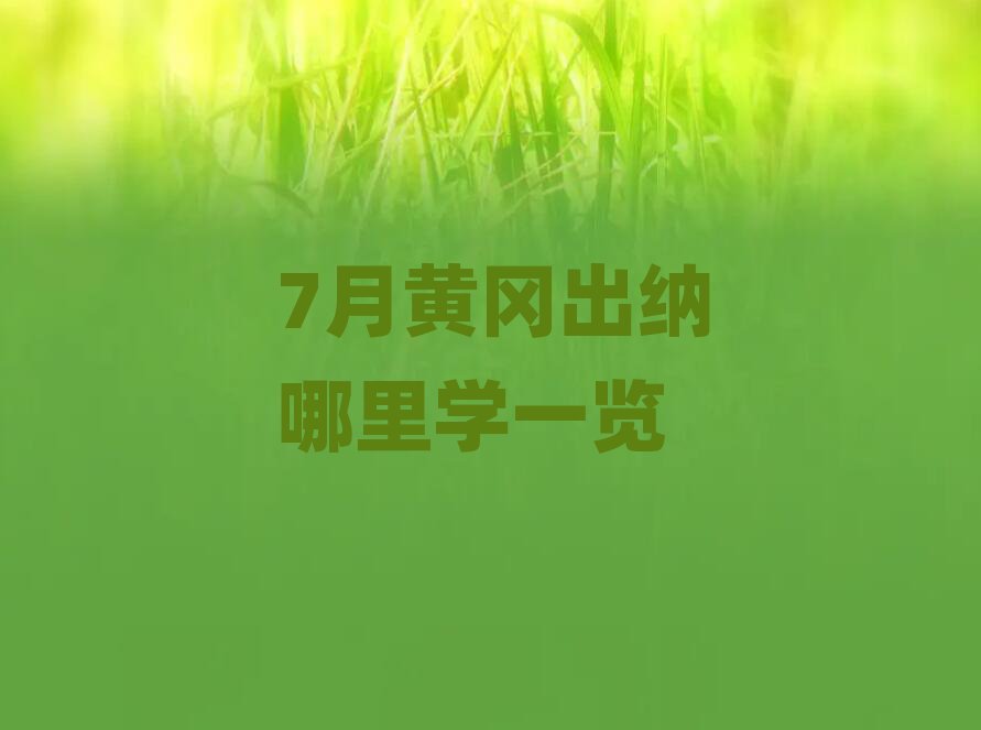7月黄冈出纳哪里学一览